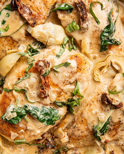 Creamy Whole30 Tuscan Chicken with Artichokes (Paleo)
