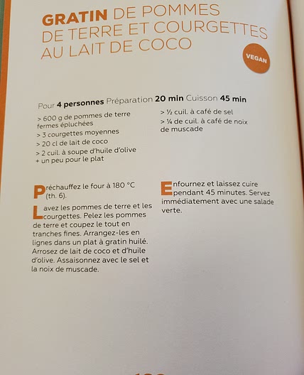 Gratin patates/courgettes au lait de coco