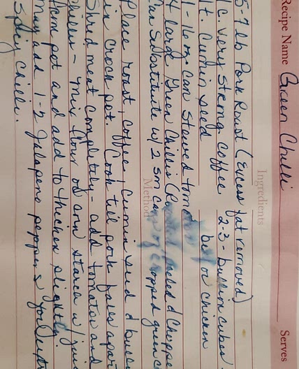 Pork Green Chili - mom's recipe