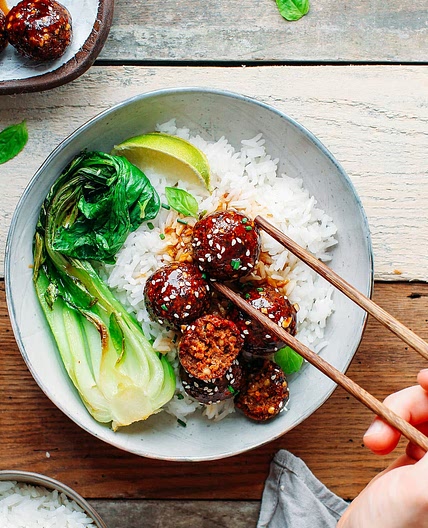 Vegan Tender Teriyaki Meatballs