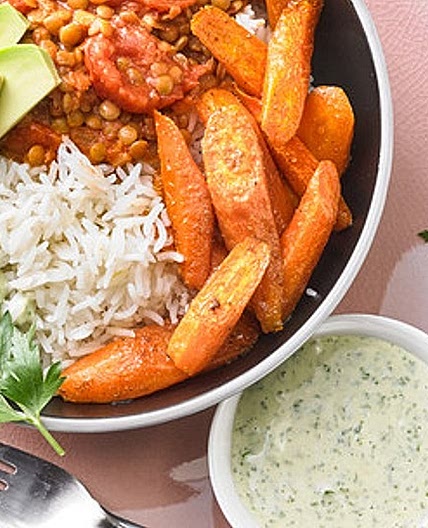 Vegane Curry-Linsen-Bowl