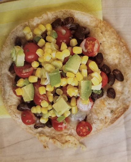 Black bean tostadas with corn relish
