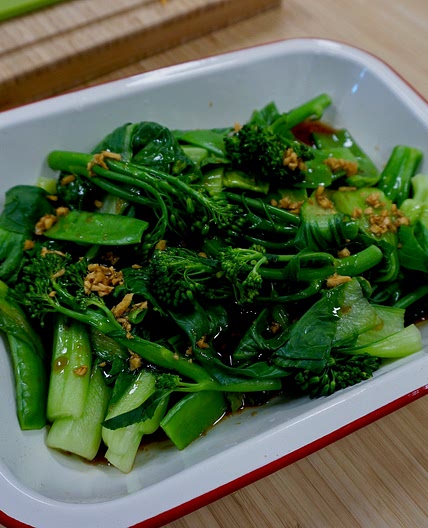 Steamed Vegetables with Ginger Soy Dressing