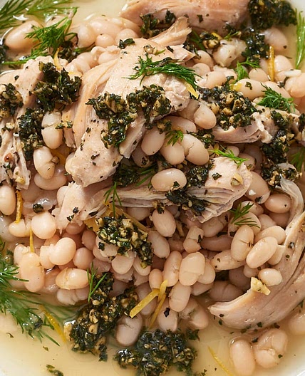 Recipe: Lemon Braised Chicken & Beans with Mint Pesto