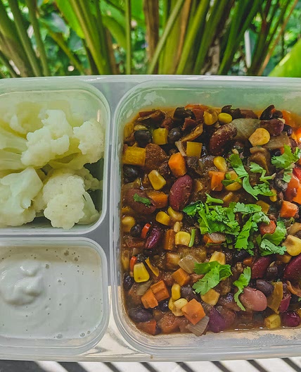 Mexican Chili with Cauliflower & Cashew Sour Cream