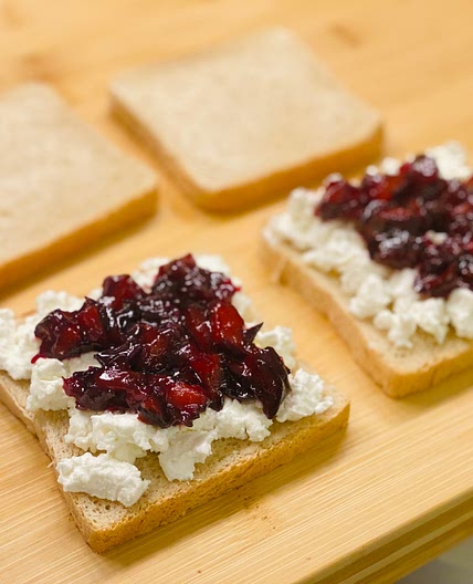 Grilled Goat Cheese & Plum Sandwich with Caleslaw