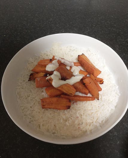 Harissa rice and roasted carrots