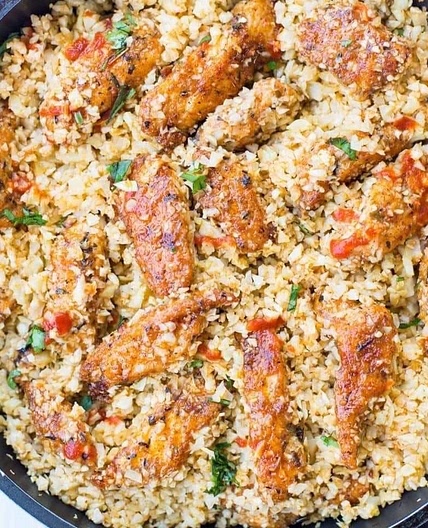 Garlic Chicken and Cauliflower Rice