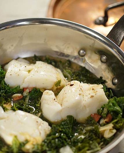 Cod with Kale and Chorizo in Broth - Ellie Krieger