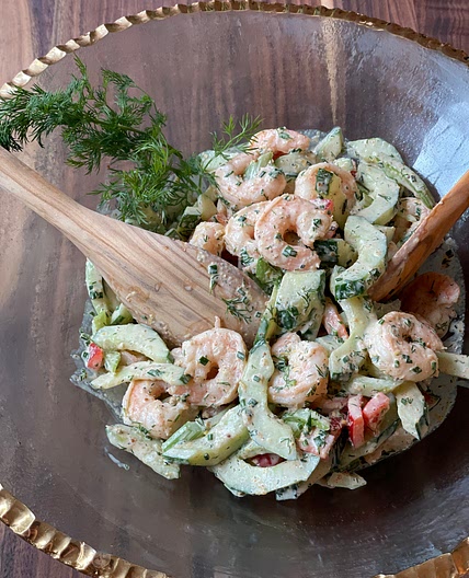Poached Shrimp Salad with Dill Dressing