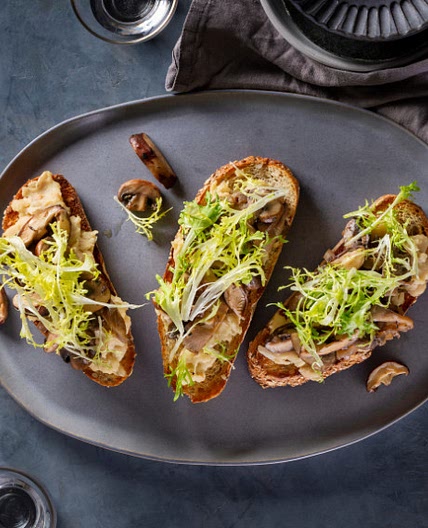 Mushroom White Bean Toasts with Frisée - Ellie Krieger
