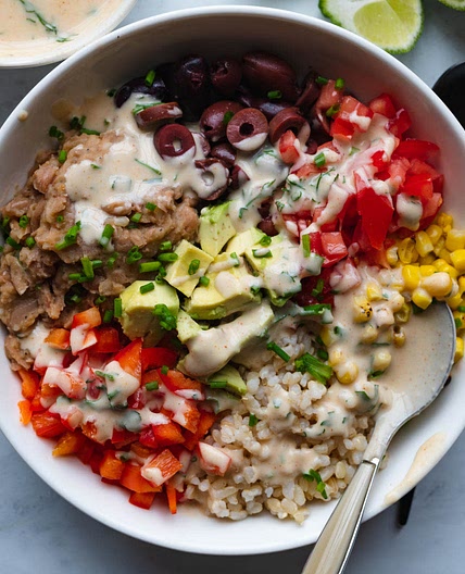 High-Protein Refried Bean Veggie Bowl