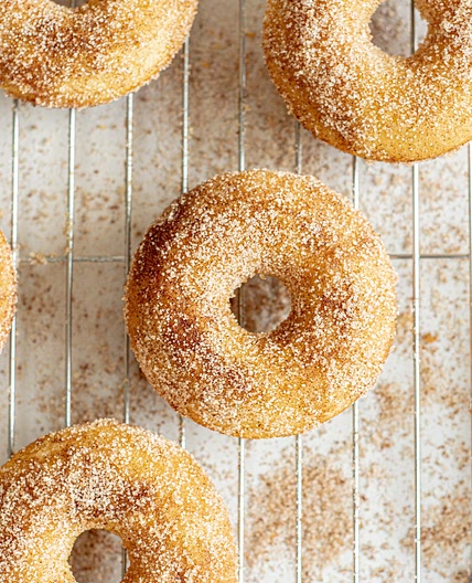 Baked Sourdough Doughnuts with Cinnamon Sugar