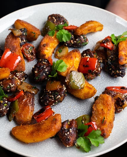 Spicy Salt & Pepper Chicken with Cajun Style Potato Wedges by Pureety