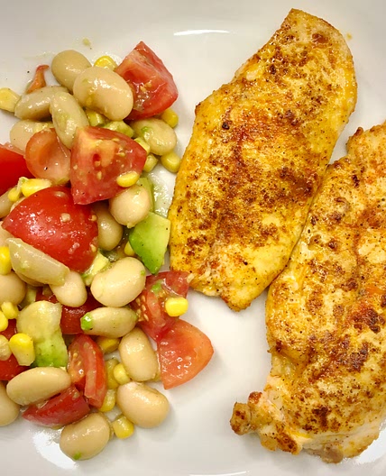 Chicken with Bean, Tomato & Avocado Salad