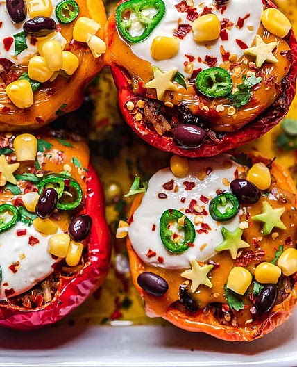 Mexican inspired stuffed peppers - easy vegan recipe