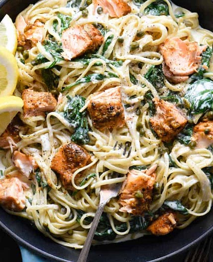 Creamy Salmon Pasta with Spinach