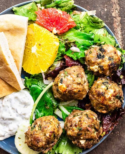Turkey Meatballs with Spinach and Feta