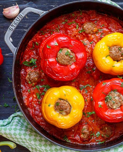 Gefüllte Paprika mit Hackfleisch
