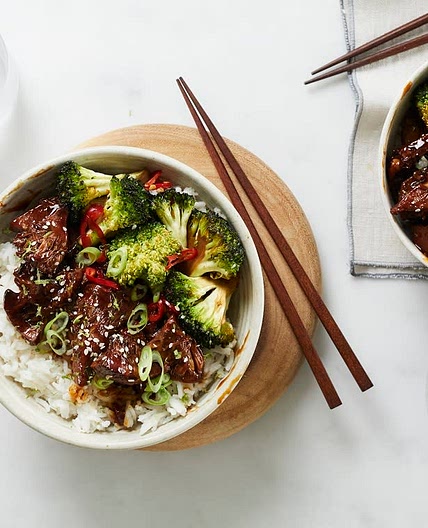 Teriyaki jackfruit and Chinese broccoli