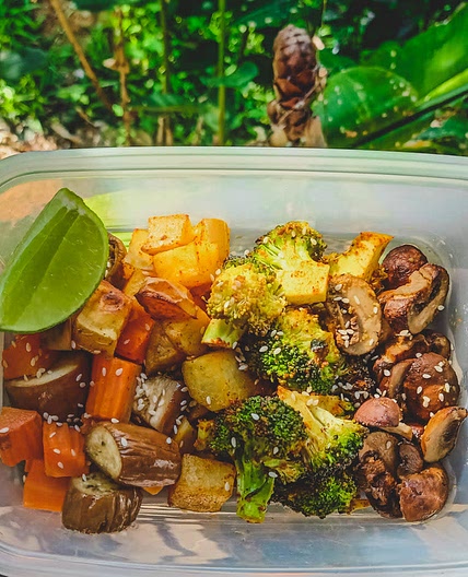 Roasted Mix Vegetables Salad with Tahini Pesto Sauce