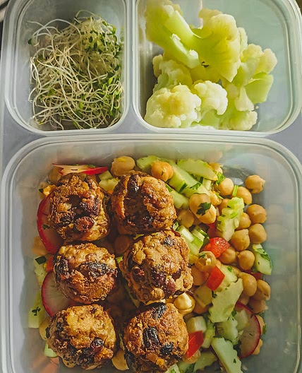 Vegan Meat Balls with Chickpea Salad