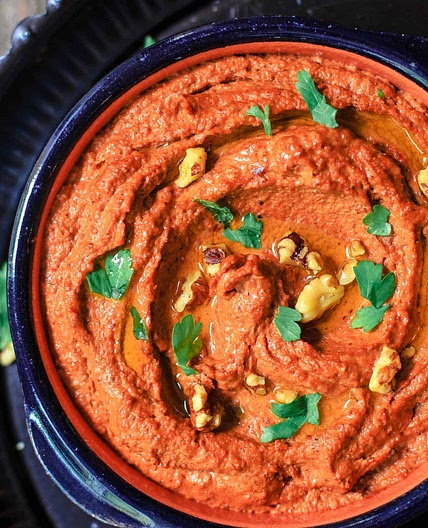 Muhammara Recipe (Roasted Red Pepper Dip)