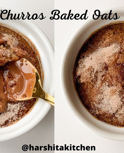 260 Calories Churros Baked Oats 🍫 Dessert for Breakfast! No Eggs!