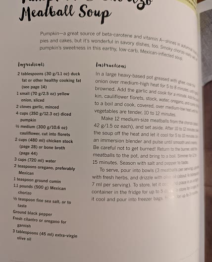 Pumpkin and Chorizo meatball soup