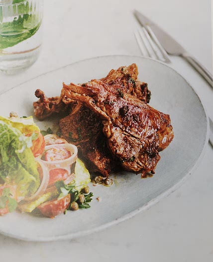 Balsamic Lamb Chops with Tomato Salad and Anchovy Dressing