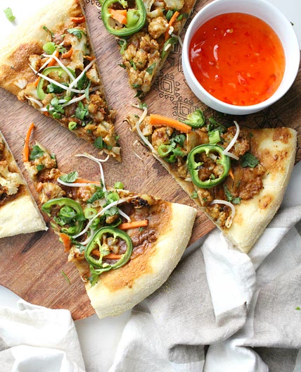 Roasted Cauliflower Vegan Thai Pizza