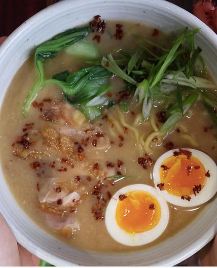 Crispy Chicken Caramelized Miso Noodle Soup