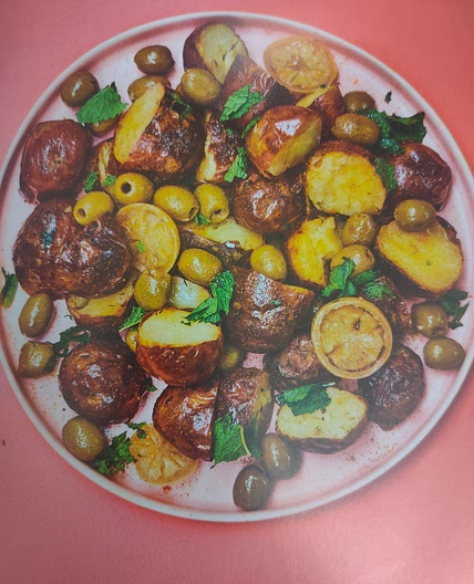 Moroccan griddled potatoes with olives, chickpeas and preserved lemon