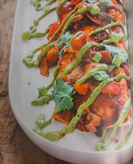 Sweet potato and black bean enchiladas