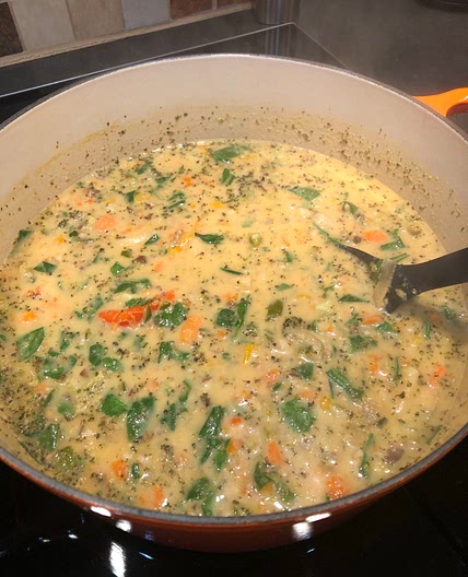 Vegetable soup with oven roasted veggies