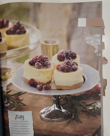 White Chocolate Cheesecakes with Frosted Cranberries