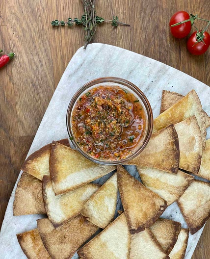 Ground Cherry Salsa with Tortilla Chips 
