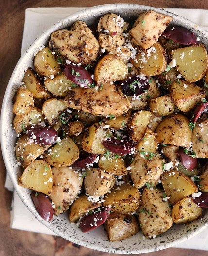 Air Fryer Greek Chicken and Potatoes