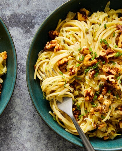 Caramelized Cabbage and Walnut Pasta