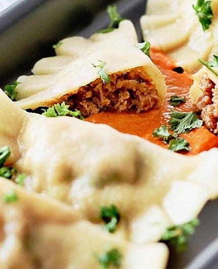 Ravioli mit Ricotta - Schinken - Füllung