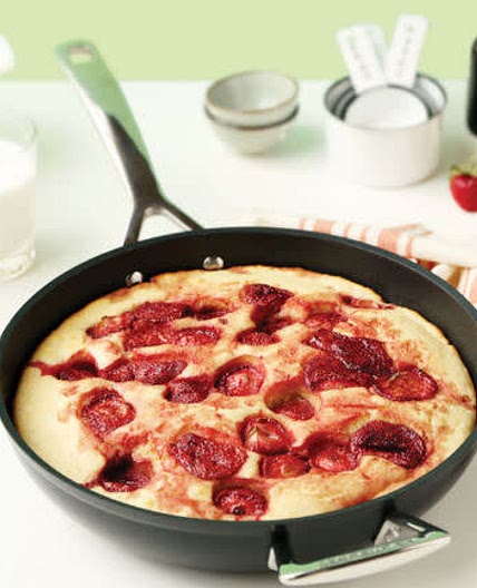 Roasted Balsamic Strawberry Skillet Cake
