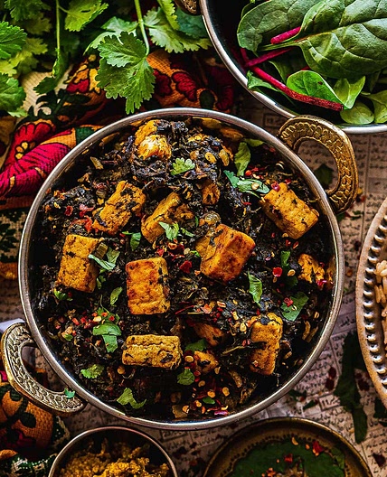 Vegan palak paneer - spinach paneer curry