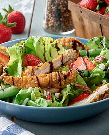 Bibb Lettuce Salad with Chicken Strips and Strawberries