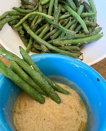 Air Fried Green Beans & Mustard Dipping Sauce 
