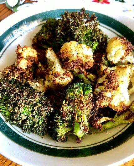Air Fryer Roasted Broccoli and Cauliflower