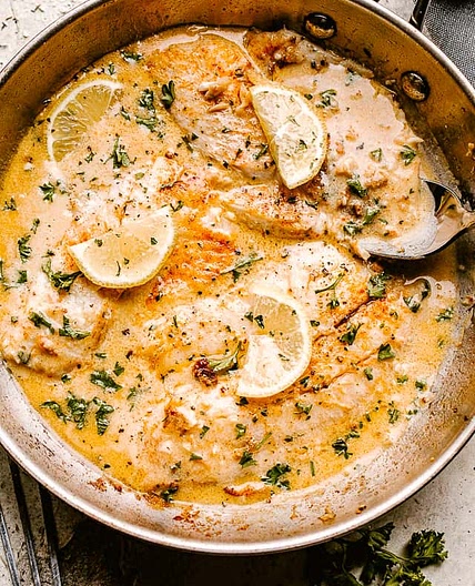 Skillet Tilapia with Creamy Lemon Sauce