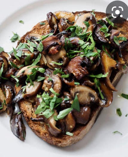 Mustard Mushrooms on Granary