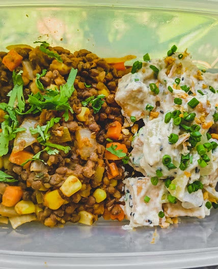 Tofu Tahini with Lentil and Gomashio