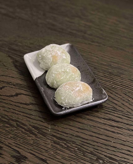 Pandan peanut mochi - microwave recipe 