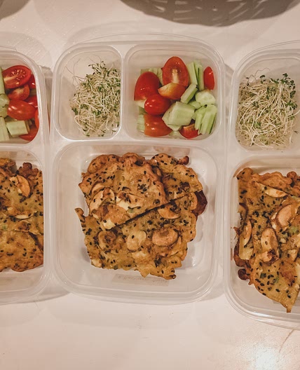 Mushroom Omelet with Salad & Alfalfa Sprouts